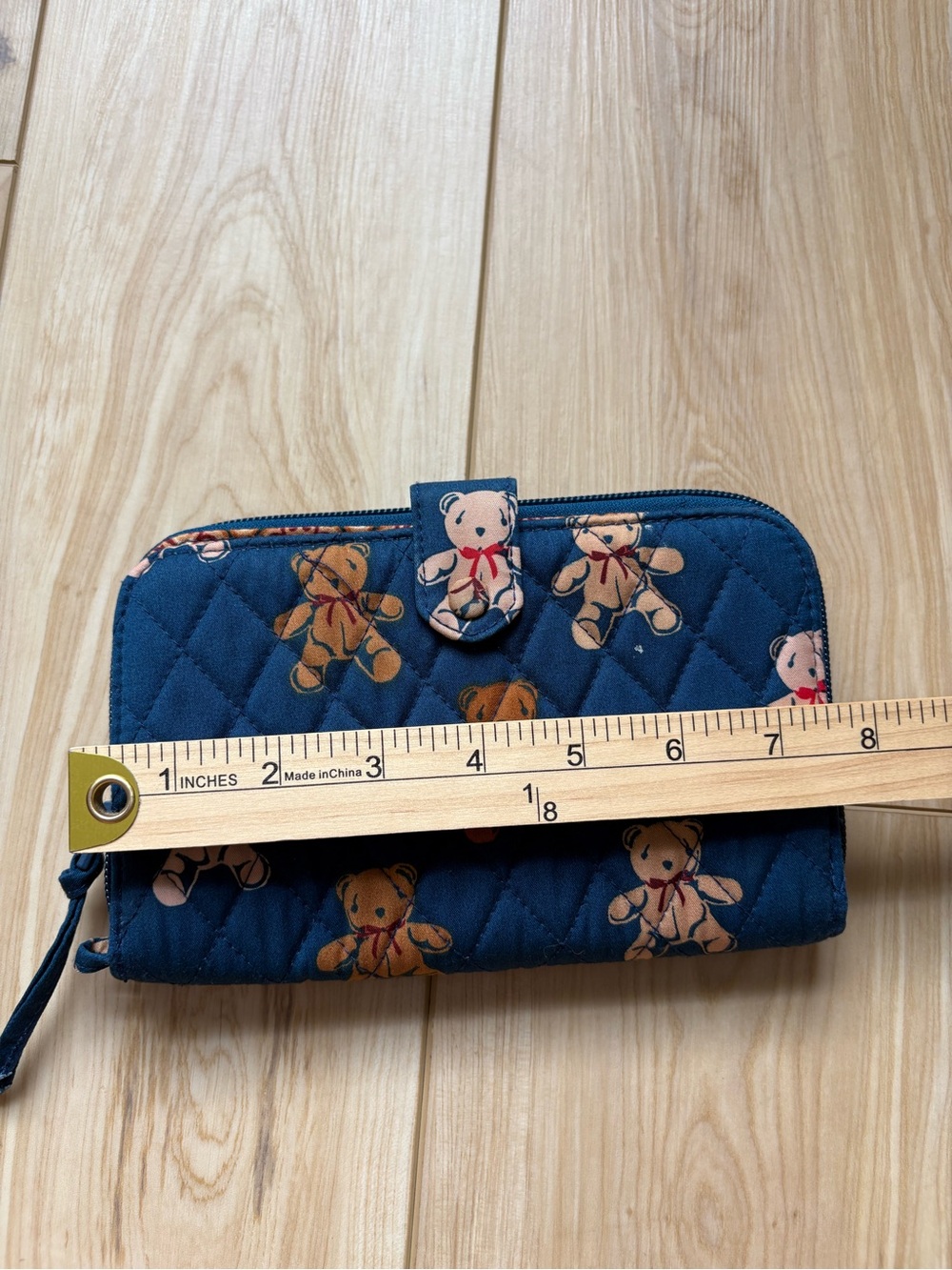 Vera Bradley Navy Teddy Bear Quilted Wallet Large - Picture 5 of 6